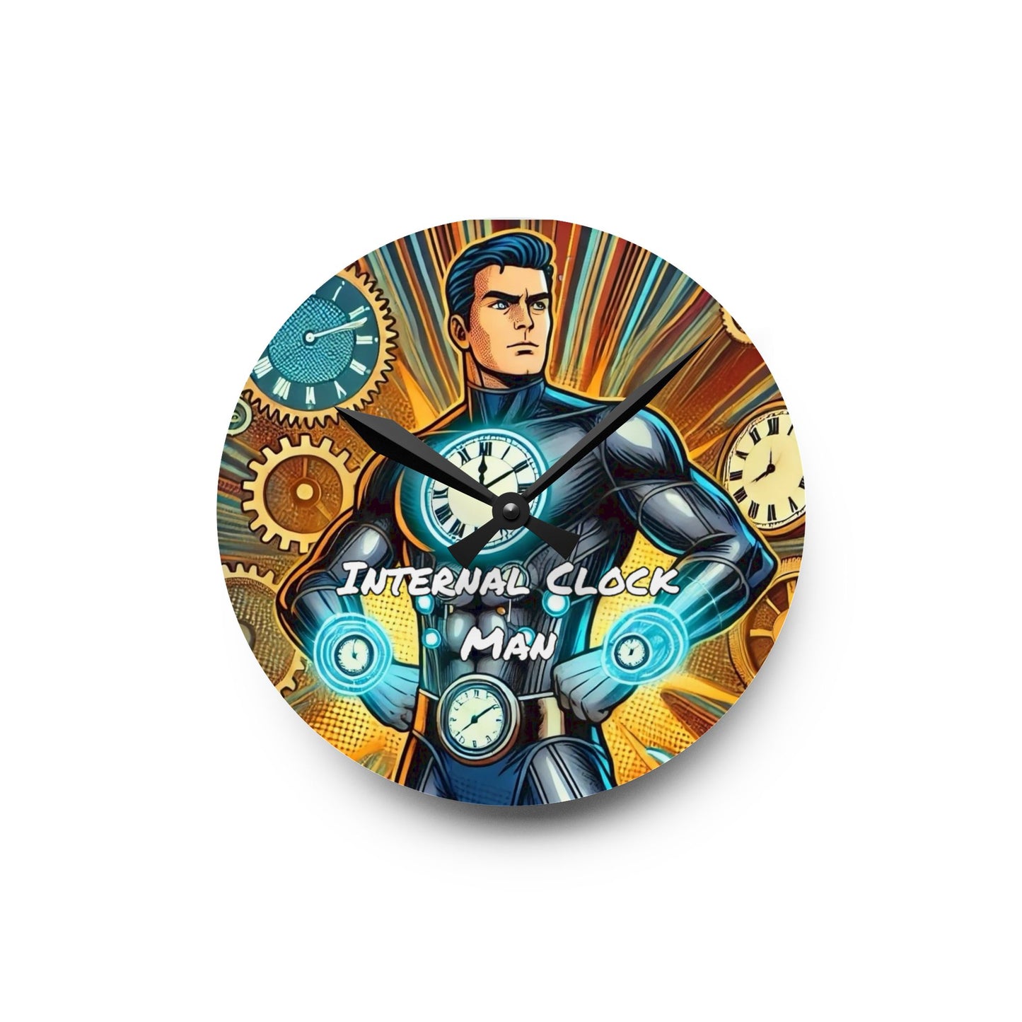 Internal Clock Man Super Hero Acrylic Wall Clock