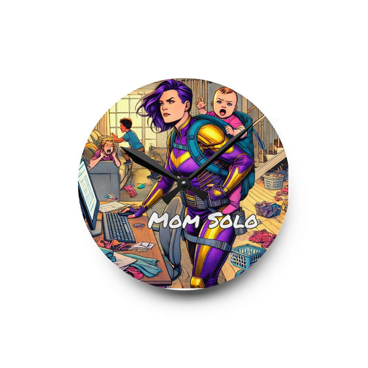 Mom Solo Super Hero Acrylic Wall Clock