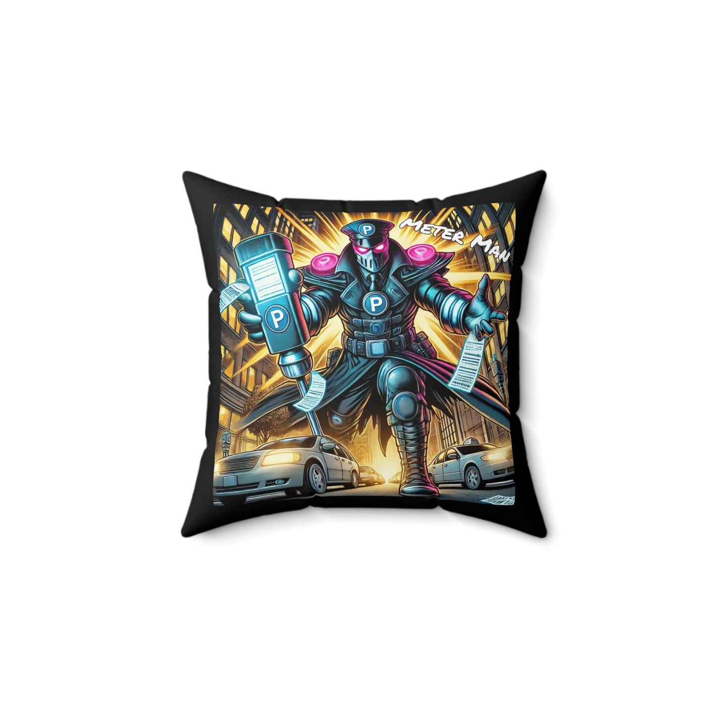 Meter Man Supervillain Spun Polyester Square Pillow