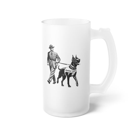 Emotional Support Dog Postmodern Frosted Glass Beer Mug