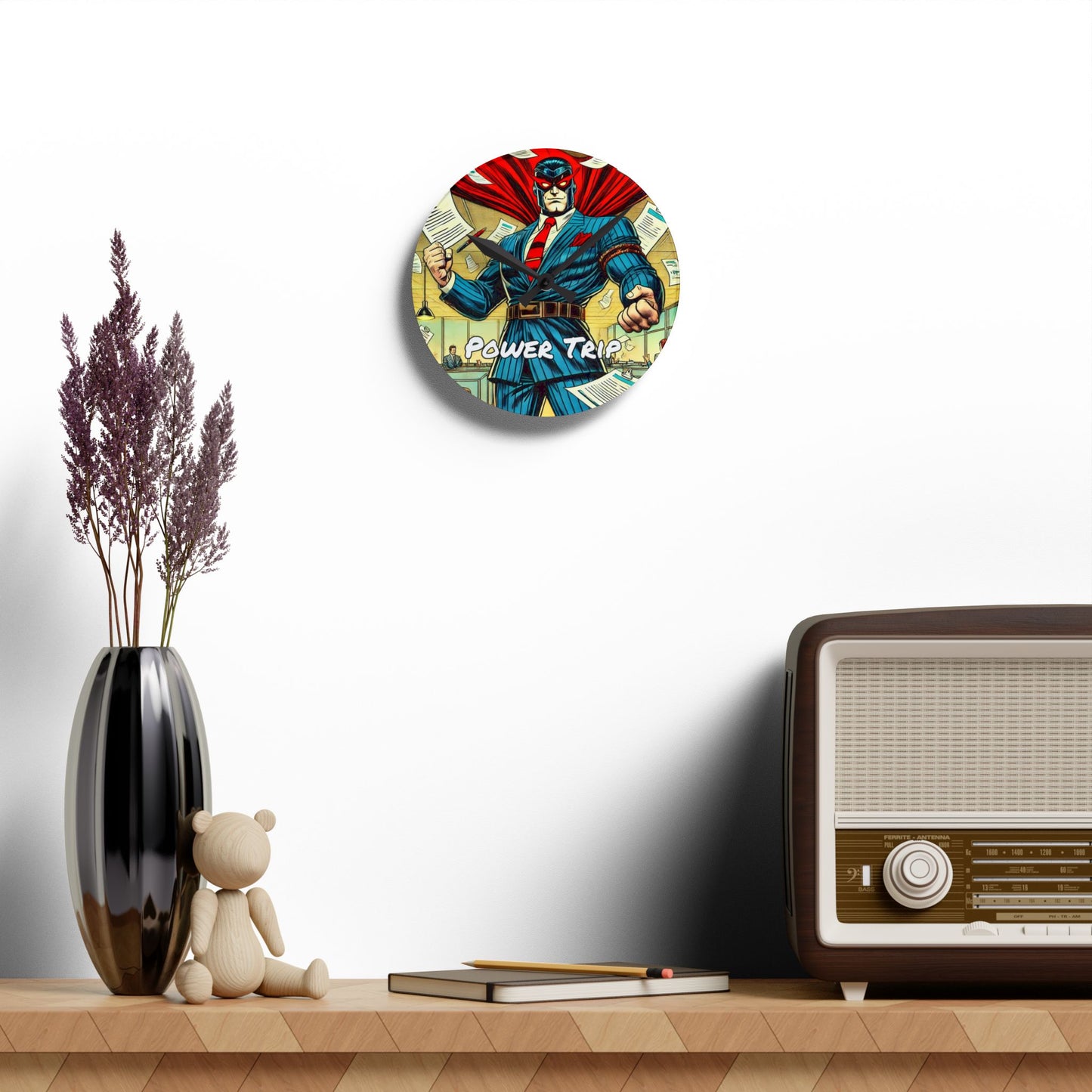 Power Trip Supervillain Acrylic Wall Clock