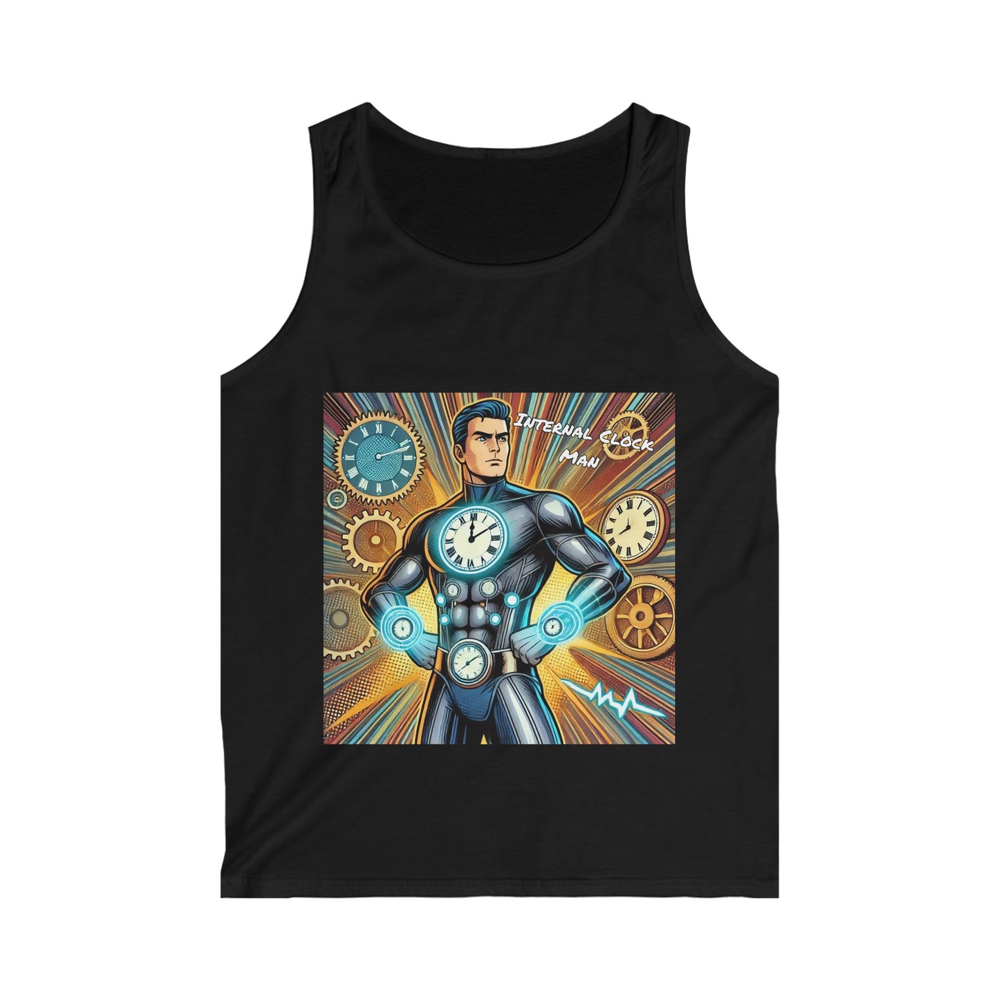 Internal Clock Man Super Hero Men's Soft style Tank Top