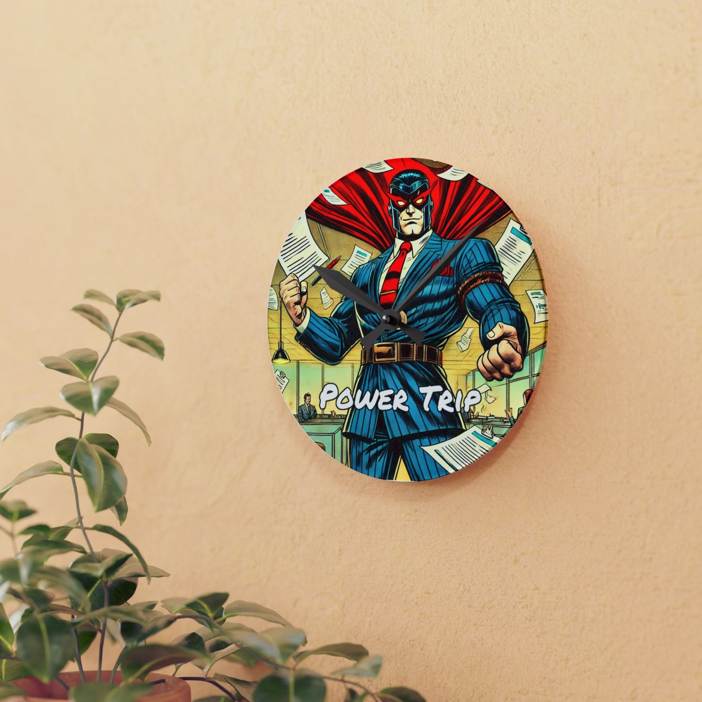 Power Trip Supervillain Acrylic Wall Clock