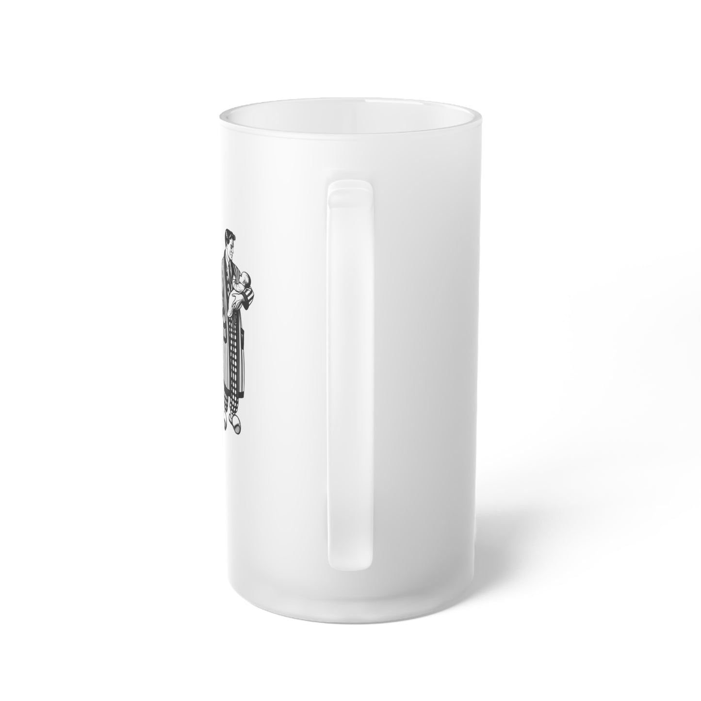 Working Mom and Mr. Mom Postmodern Frosted Glass Beer Mug