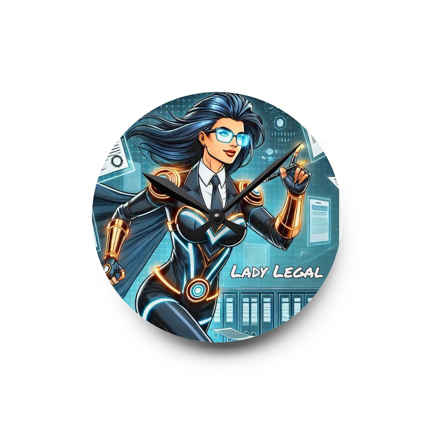 Lady Legal Super Hero Acrylic Wall Clock