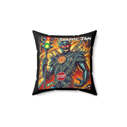 Traffic Jam Supervillain Spun Polyester Square Pillow