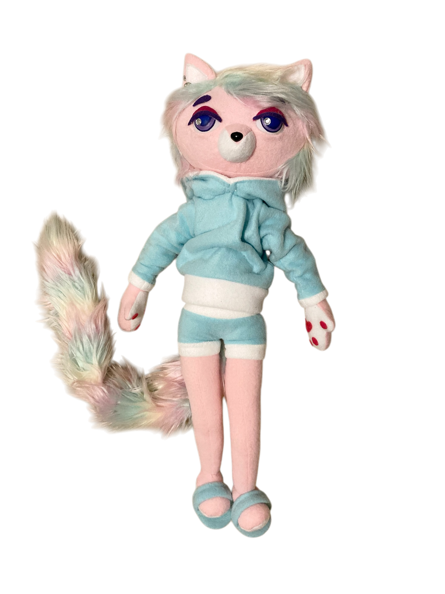 Foxy Girl 24 inch Plushie Art Doll with hoodie, shorts, and slippers