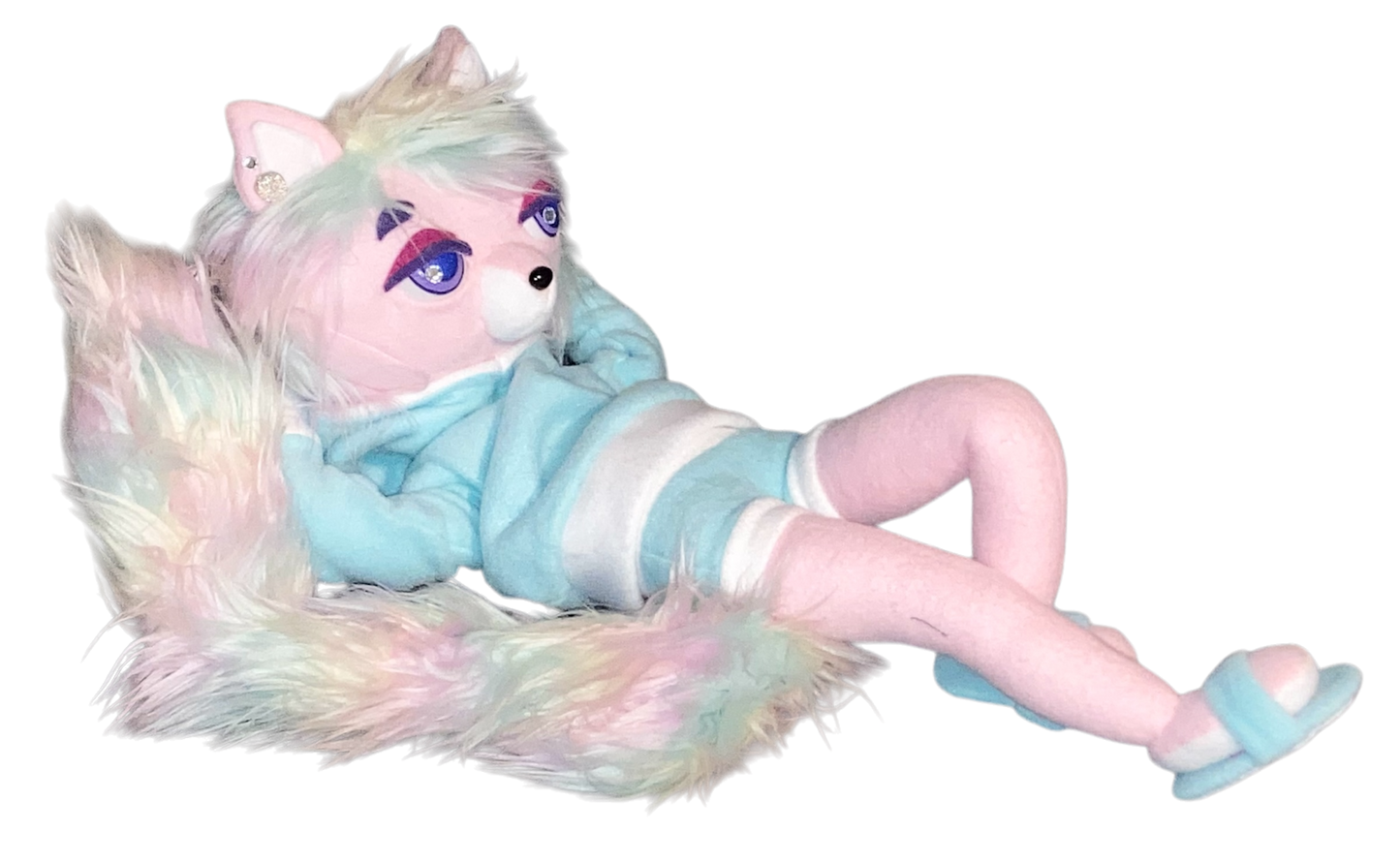 Foxy Girl 24 inch Plushie Art Doll with hoodie, shorts, and slippers